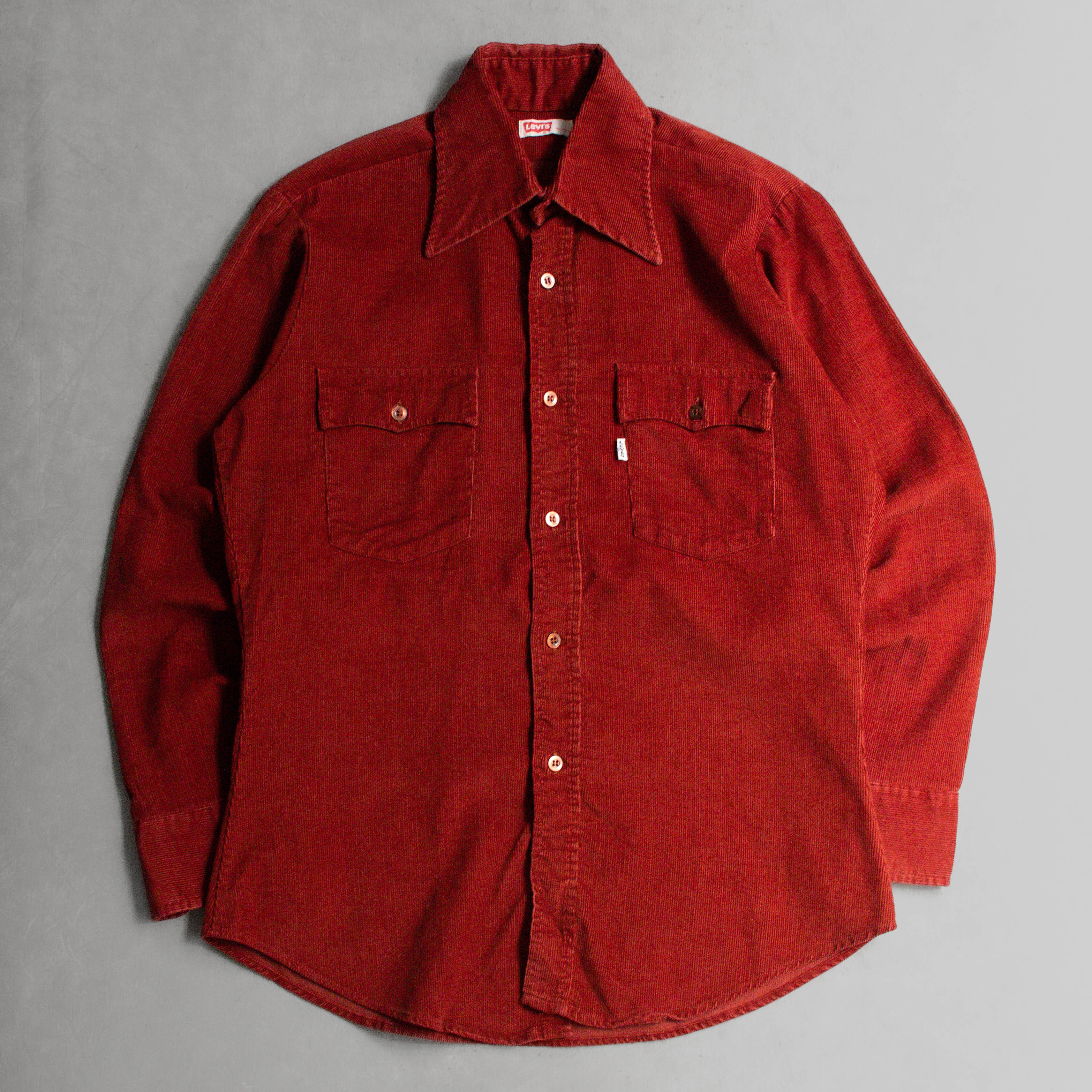 LEVIS BIG E CORDUROY SHIRT 美國製 酒紅 燈芯絨 箭領 長袖 襯衫