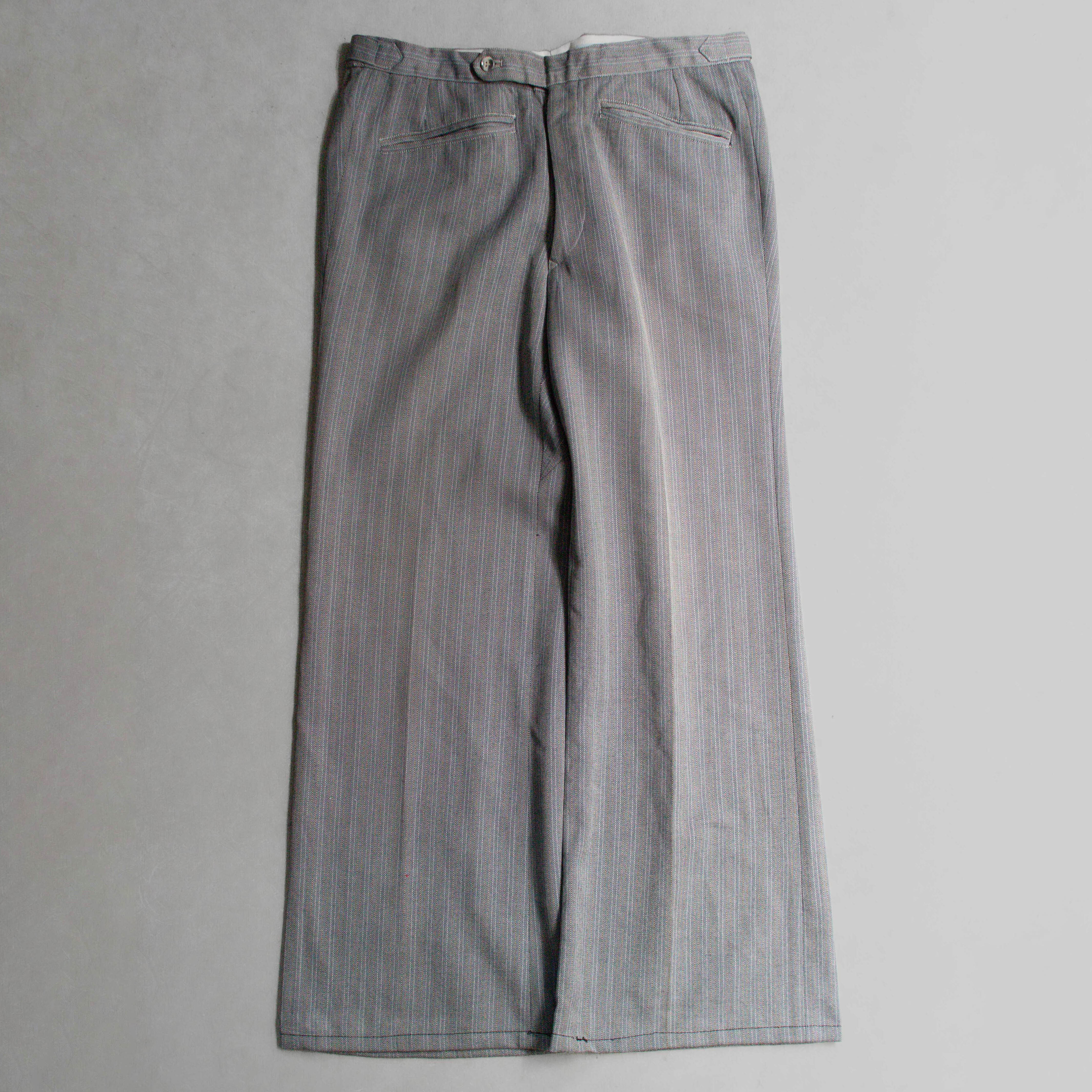 VINTAGE FLARE PANTS 歐洲 灰色 條紋 聚酯纖維 靴型 喇叭 長褲