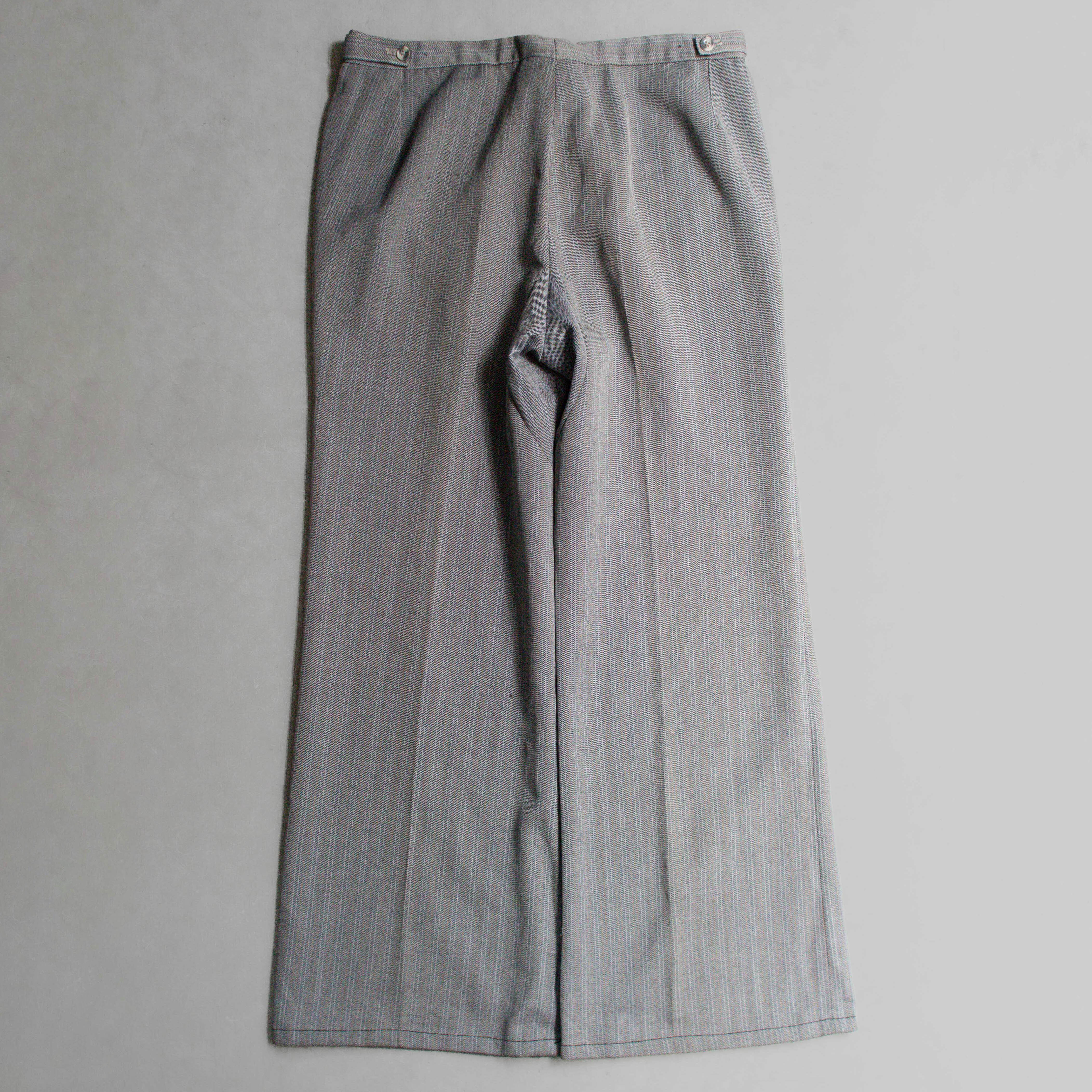 VINTAGE FLARE PANTS 歐洲 灰色 條紋 聚酯纖維 靴型 喇叭 長褲
