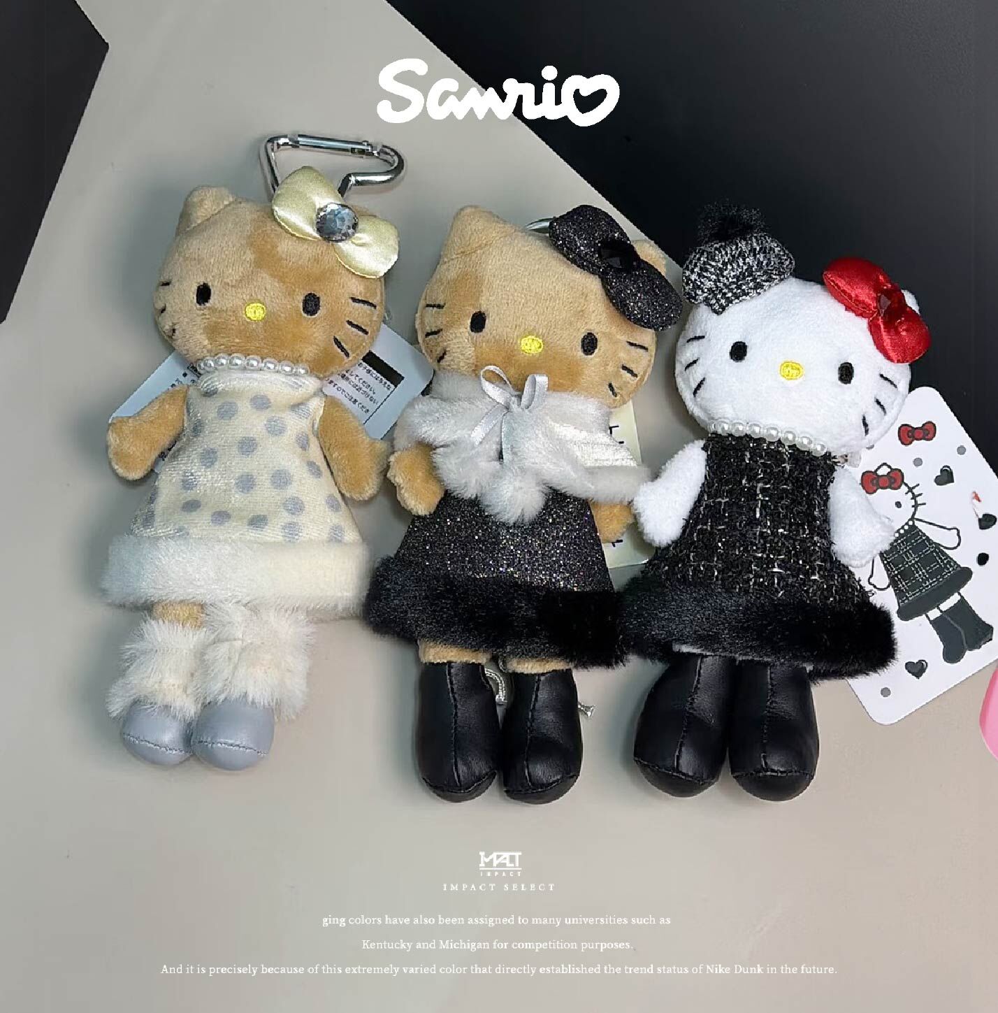 Sanrio三麗鷗 x Hello Kitty凱蒂貓 冬季限定 黑皮 貴婦小香風 波點 貝雷帽 披肩 三款