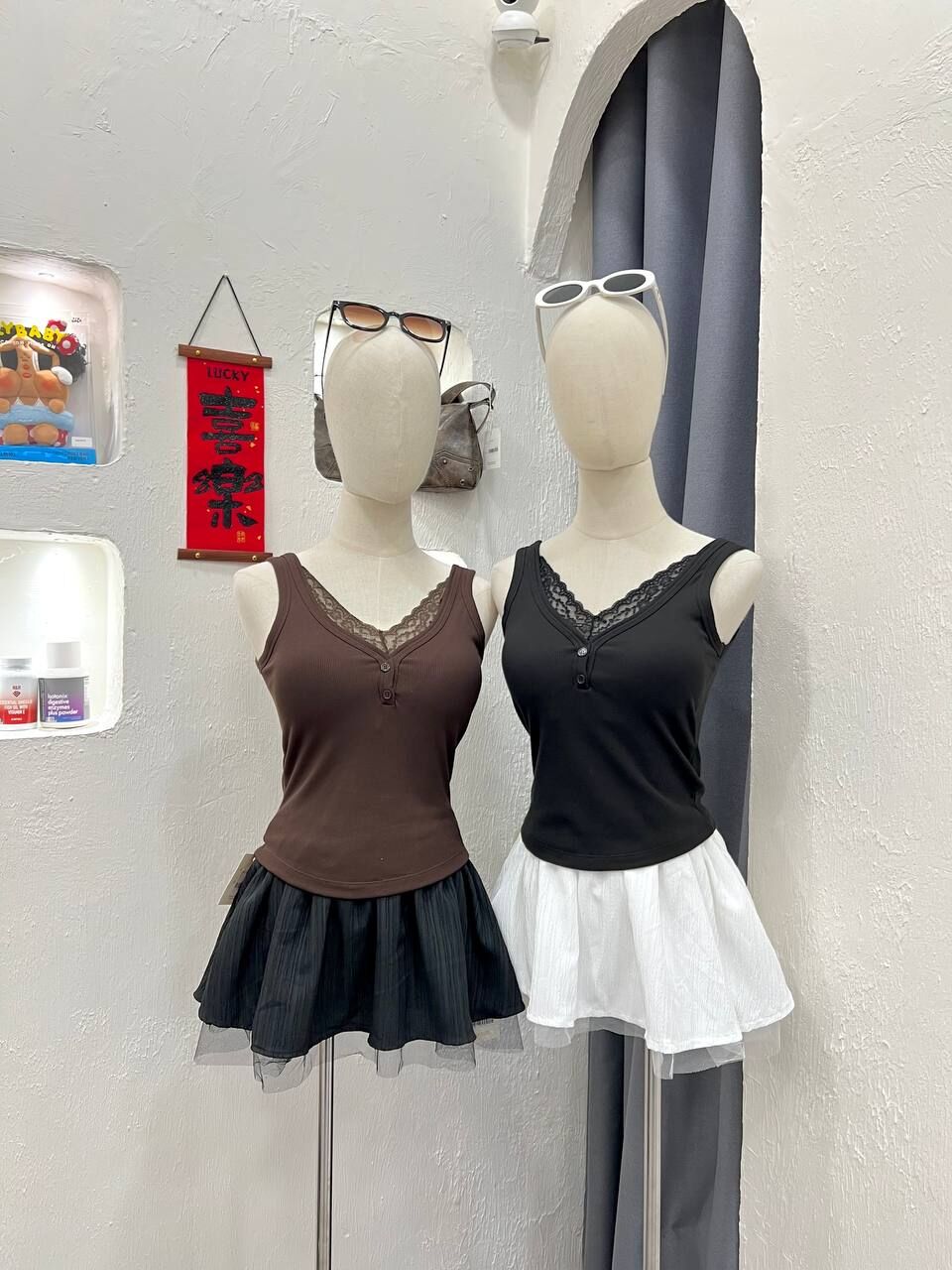 Lacey Button Tank Top
