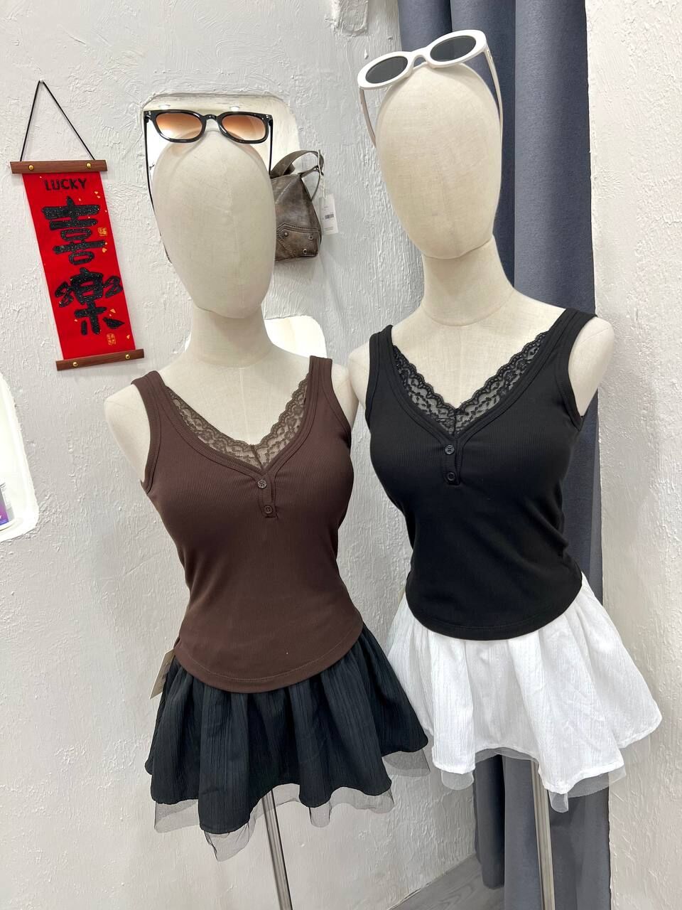 Lacey Button Tank Top