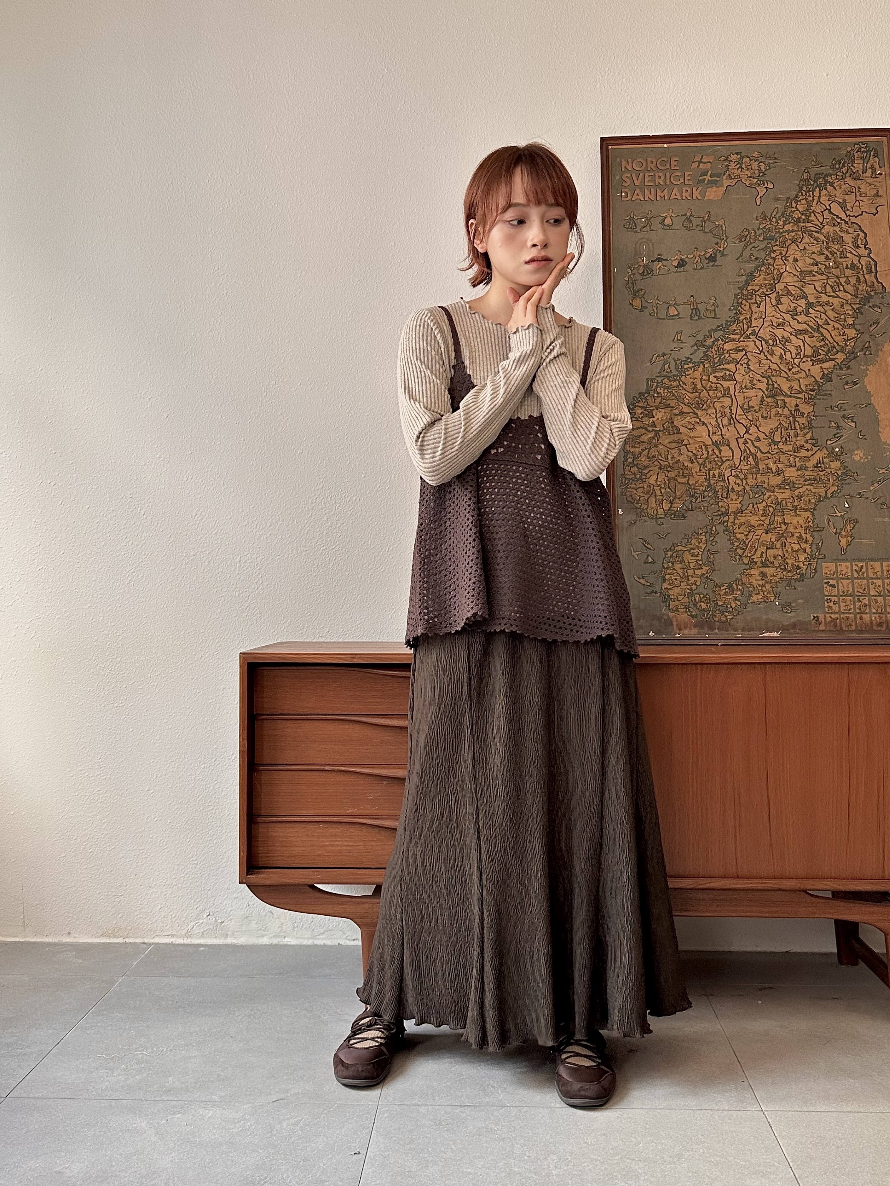 暢銷款式 ～ 輕飄飄木耳邊半身裙 - SK51417