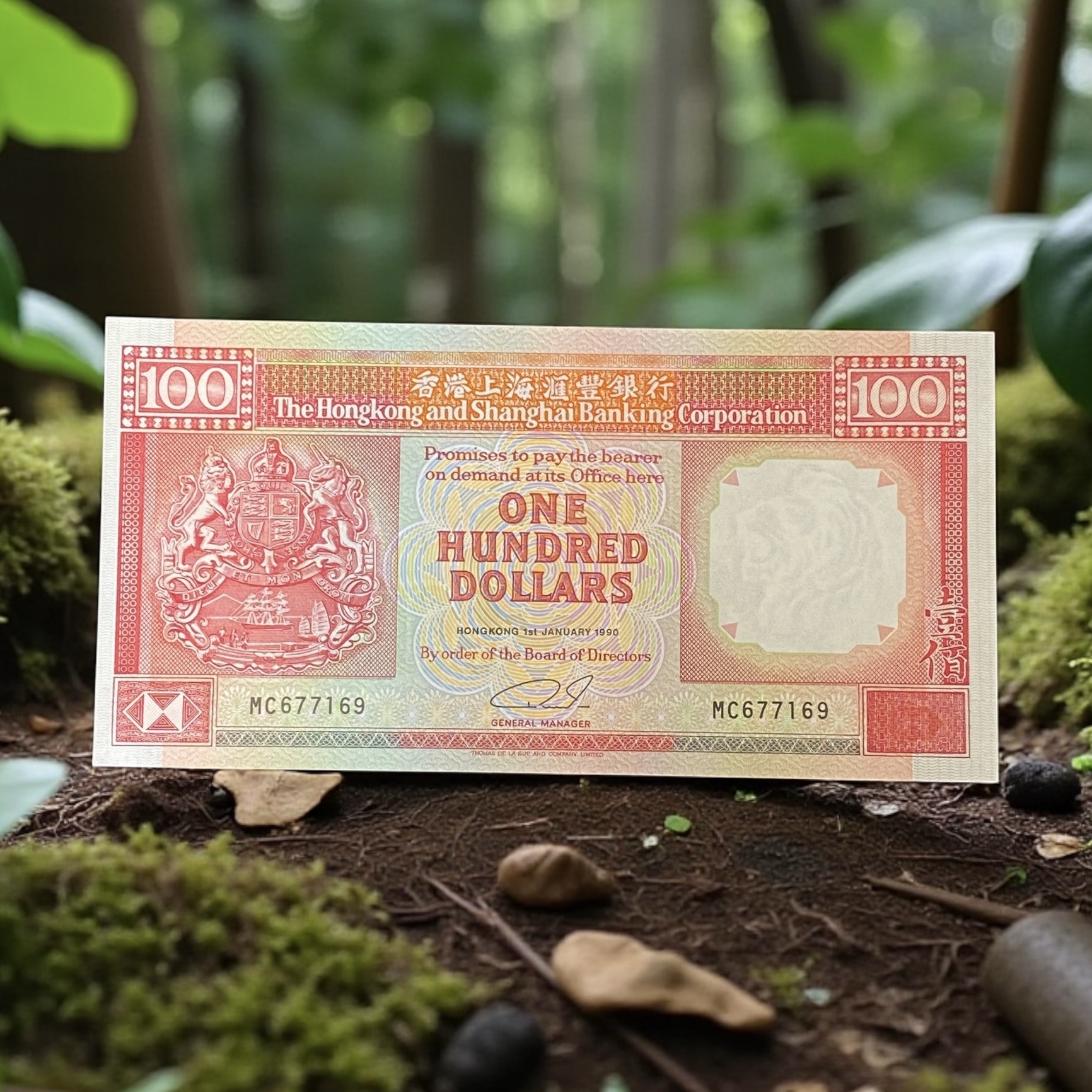 1990 HSBC $100 Banknote (UNC Condition) MC 677169