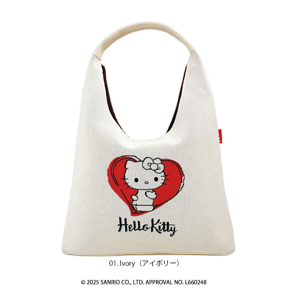 26058-KT Sanrio Hello Kitty × Rootote 聯乘編織紋斜揹托特袋 白色 #JP-SP26