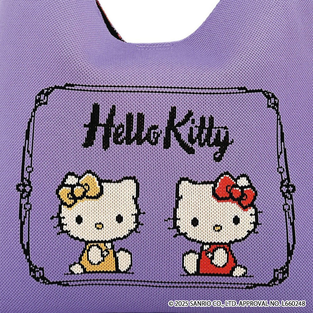 26058-KT Sanrio Hello Kitty × Rootote 聯乘編織紋斜揹托特袋 紫色 #JP-SP26