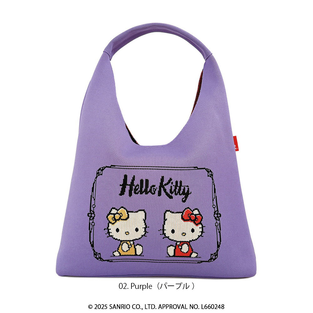 26058-KT Sanrio Hello Kitty × Rootote 聯乘編織紋斜揹托特袋 紫色 #JP-SP26