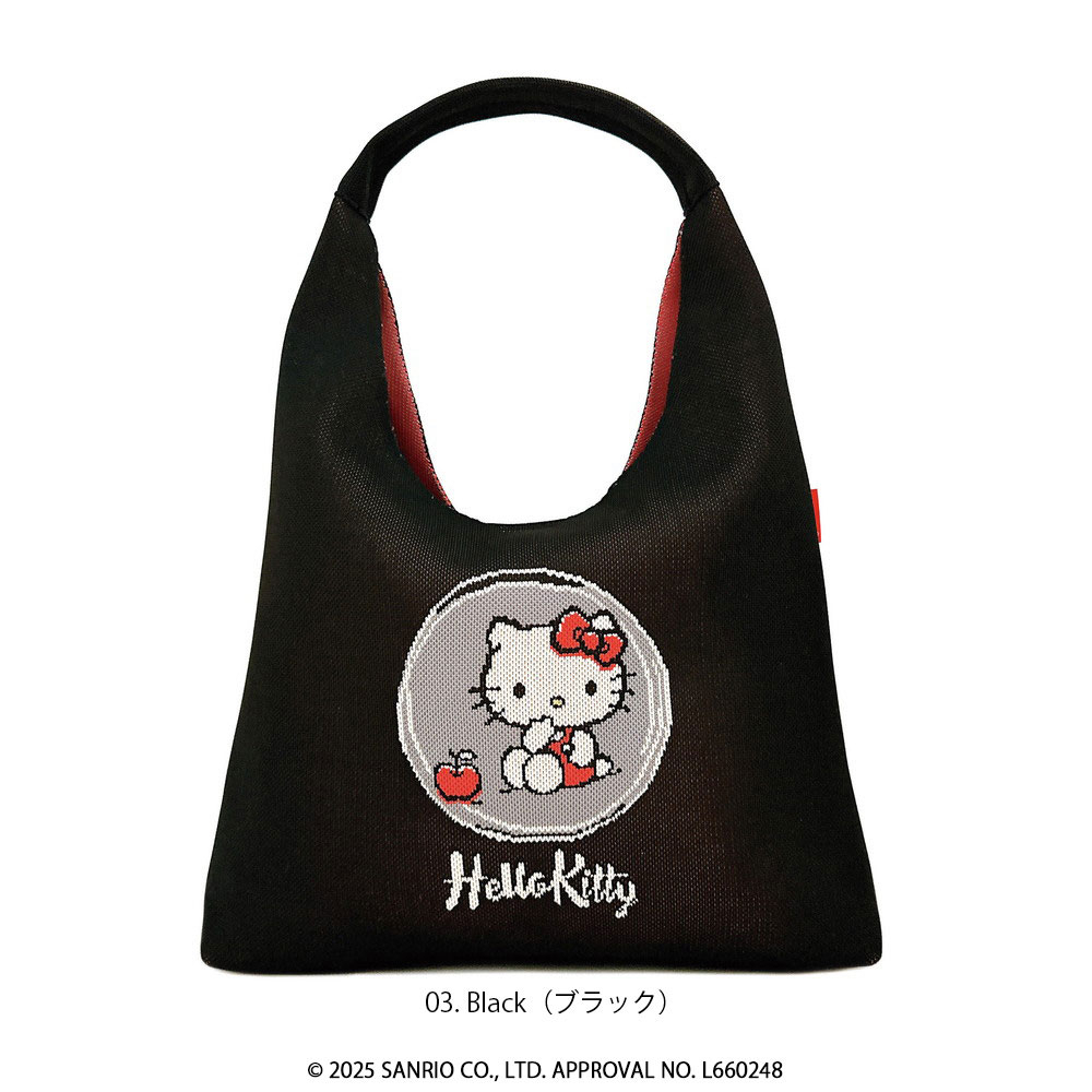 26058-KT Sanrio Hello Kitty × Rootote 聯乘編織紋斜揹托特袋 黑色 #JP-SP26