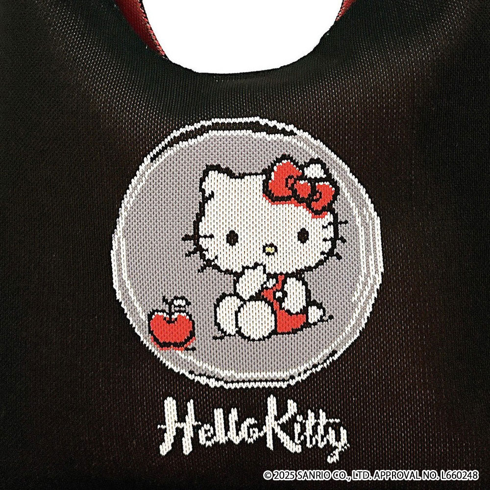 26058-KT Sanrio Hello Kitty × Rootote 聯乘編織紋斜揹托特袋 黑色 #JP-SP26