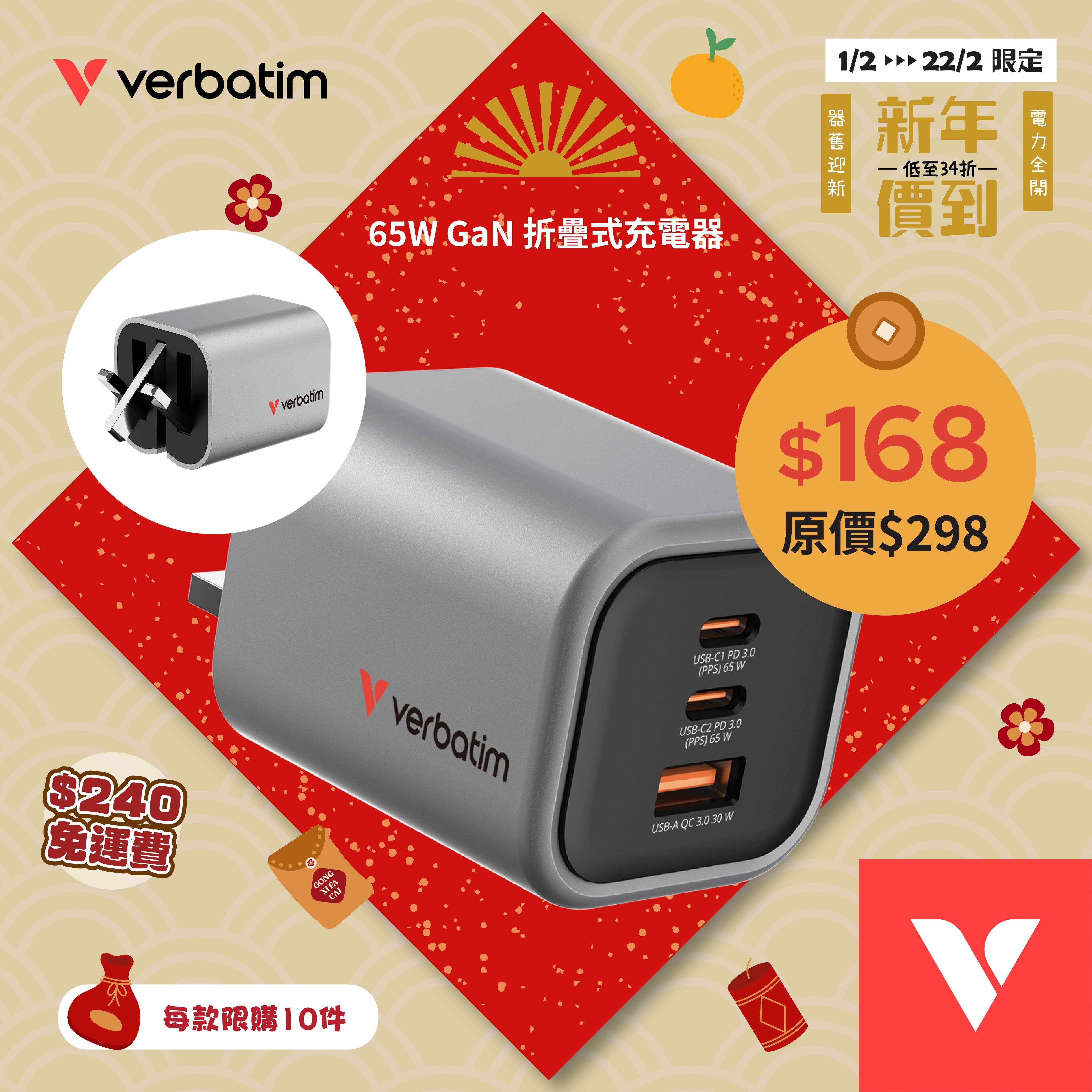 65W GaN 折疊式充電器 (英規插頭)