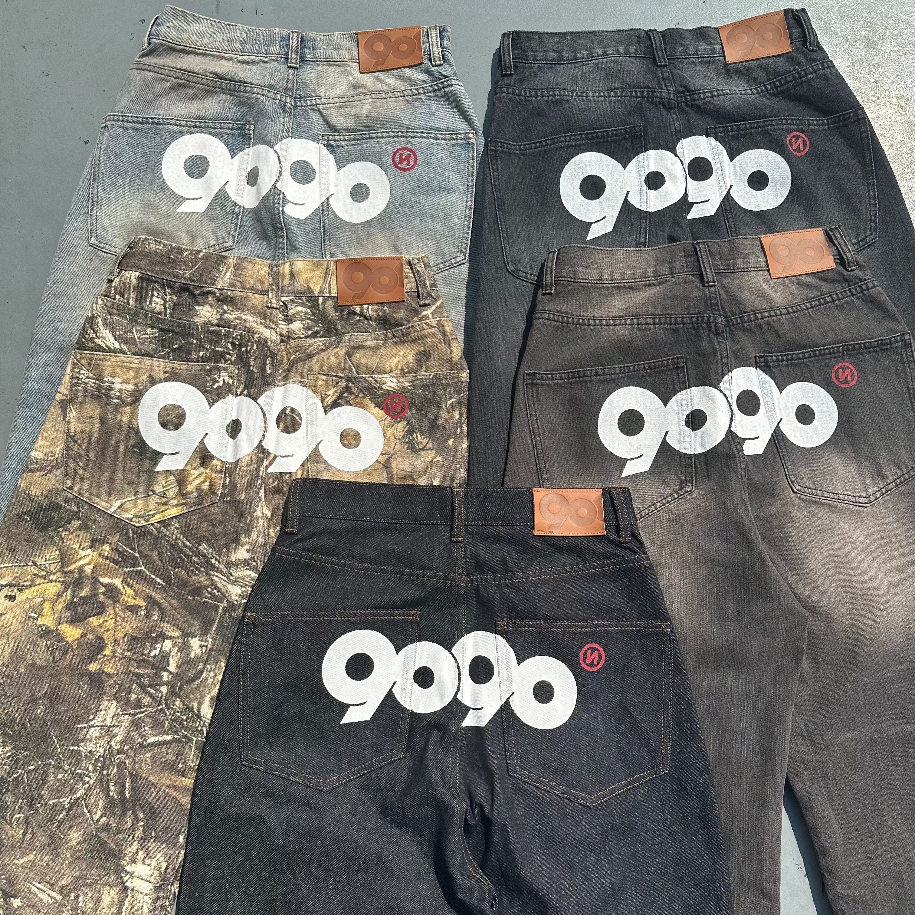 9090 OG Logo Painted Denim Pants