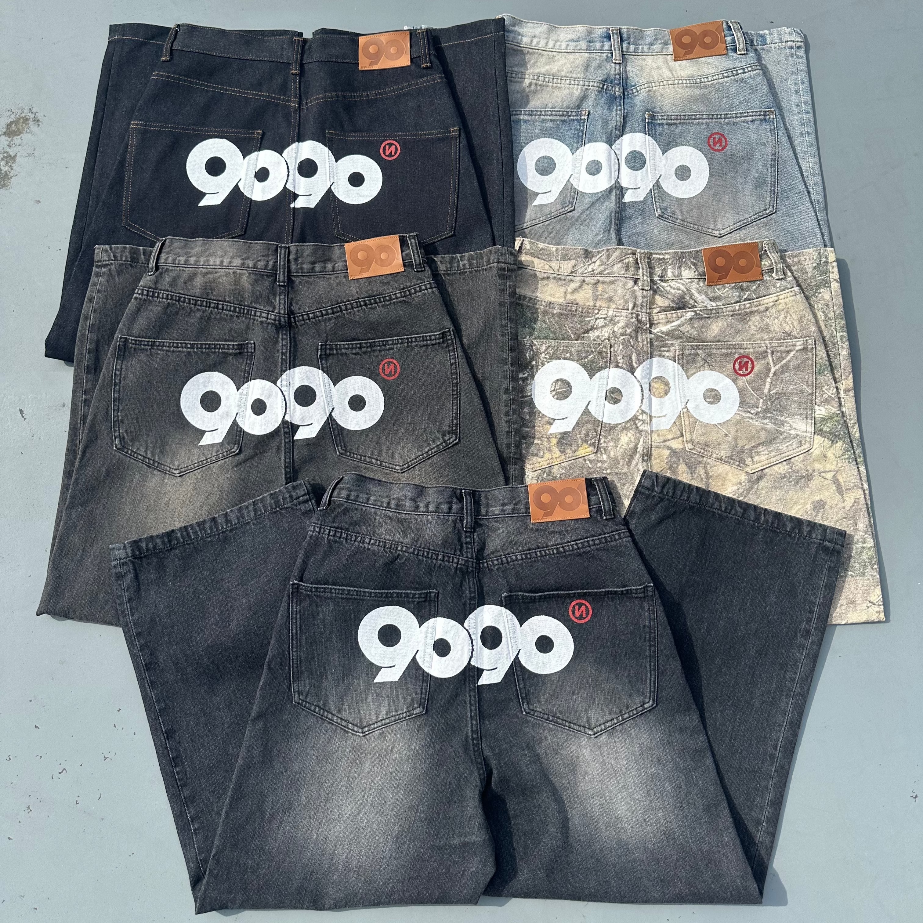 9090 OG Logo Painted Denim Pants