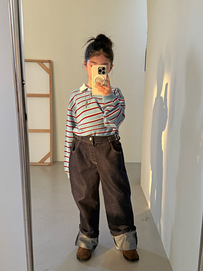 正韓春Ccomma 經典時尚反折牛仔褲