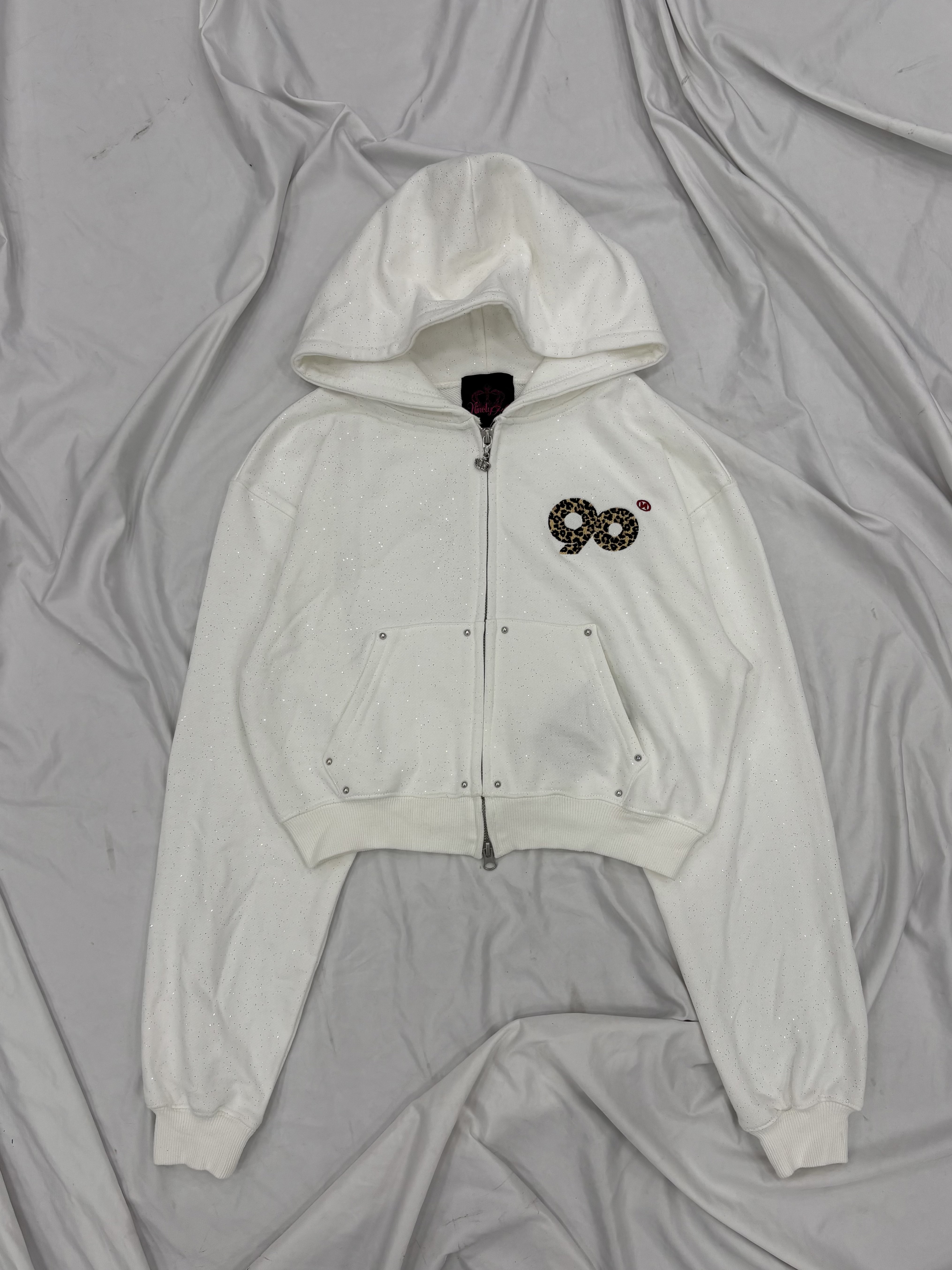 90 Logo Glitter Zip Hoodie