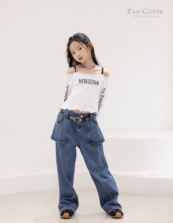 正韓春ZAN CLOVER 兩色捲捲吊帶落肩上衣