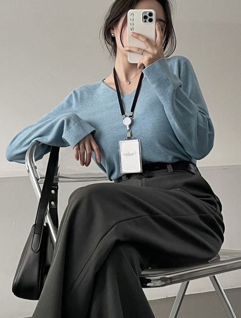 H839 日常疊穿針織V領上衣 現貨