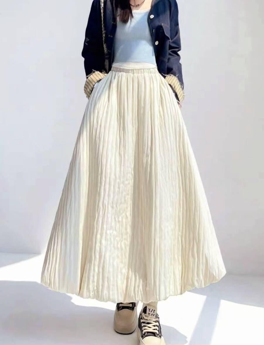 H840 顯腰細褶皺半身裙