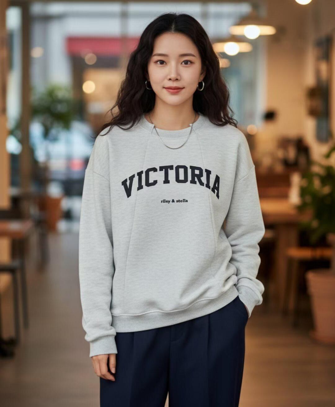 H847 落肩字母衛衣