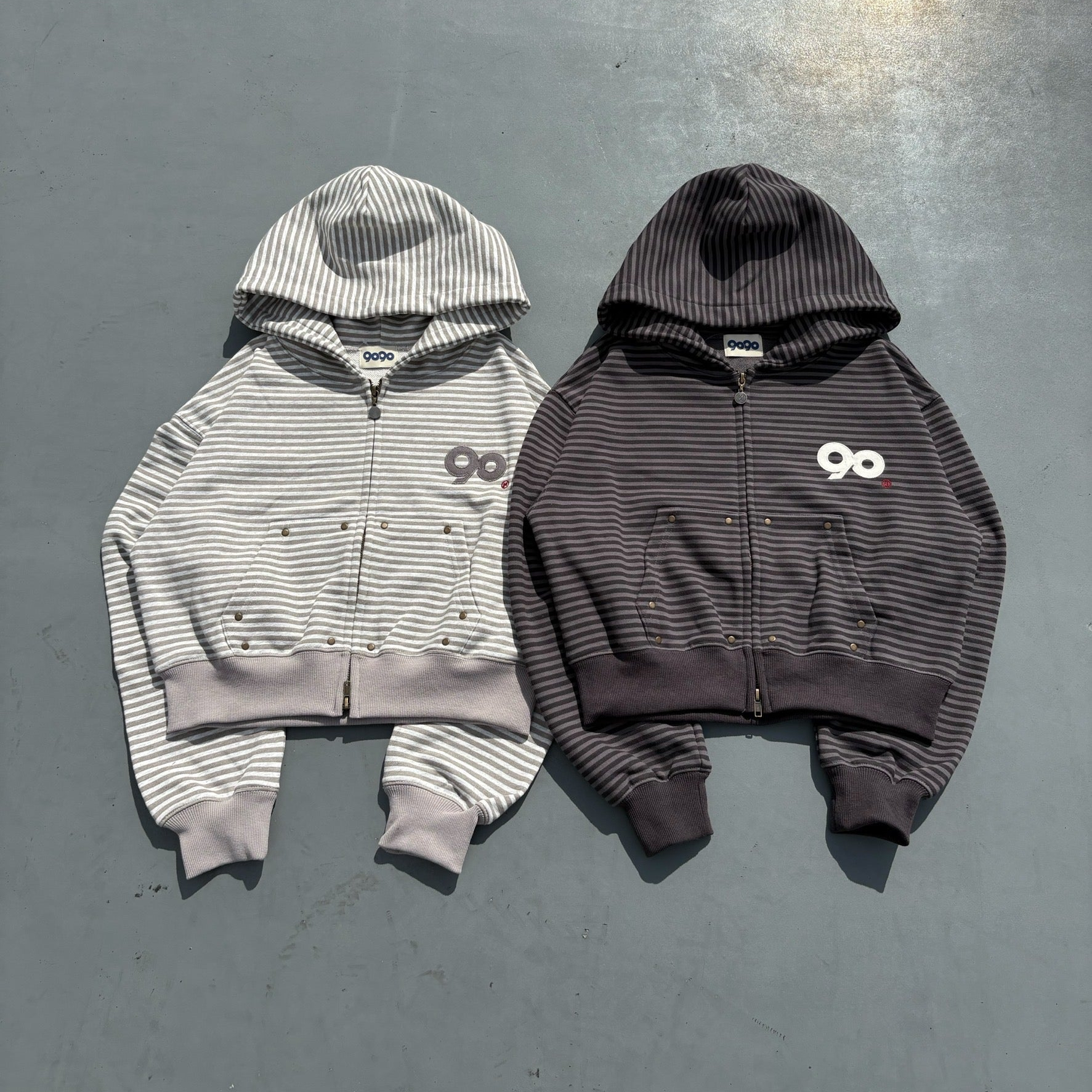 90 Logo Stripe Zip Hoodie