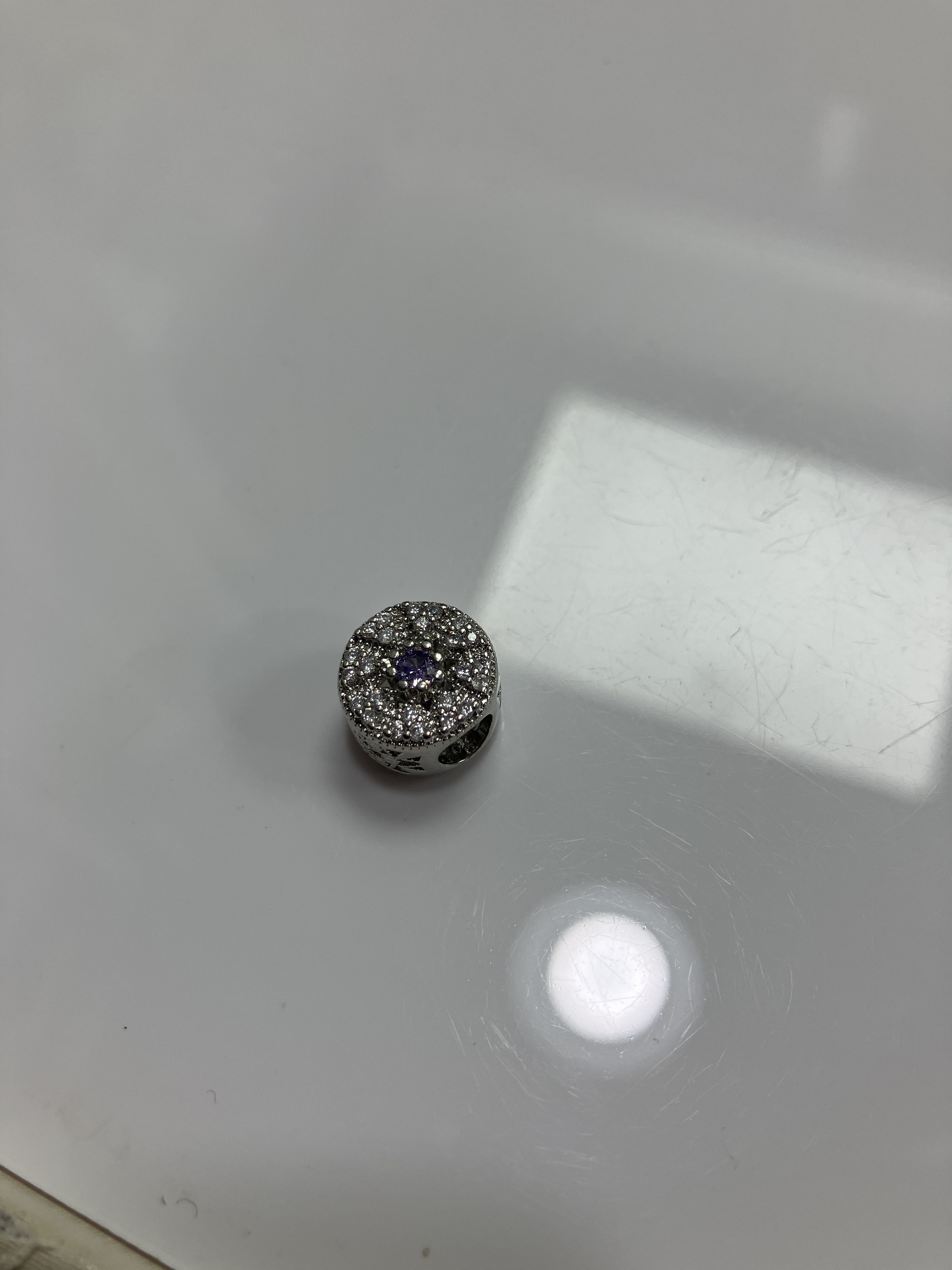 260131 - C137潘潘銀色圓形銀紫鑽隔珠一粒