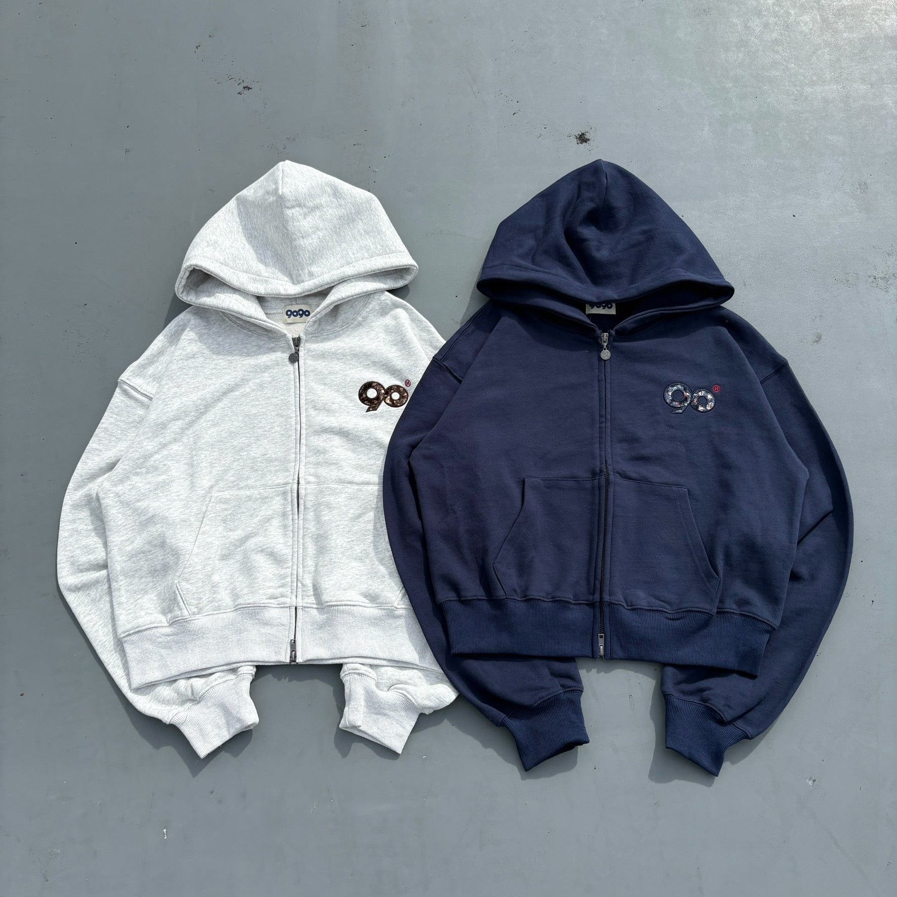 90 Logo Flower Zip Hoodie