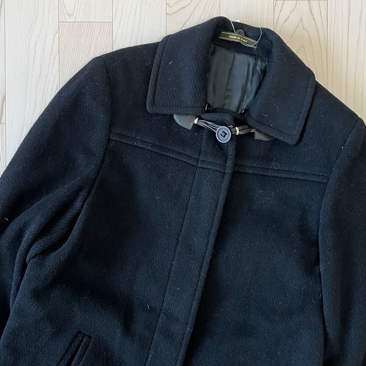 意大利製黑色羊毛古著外套