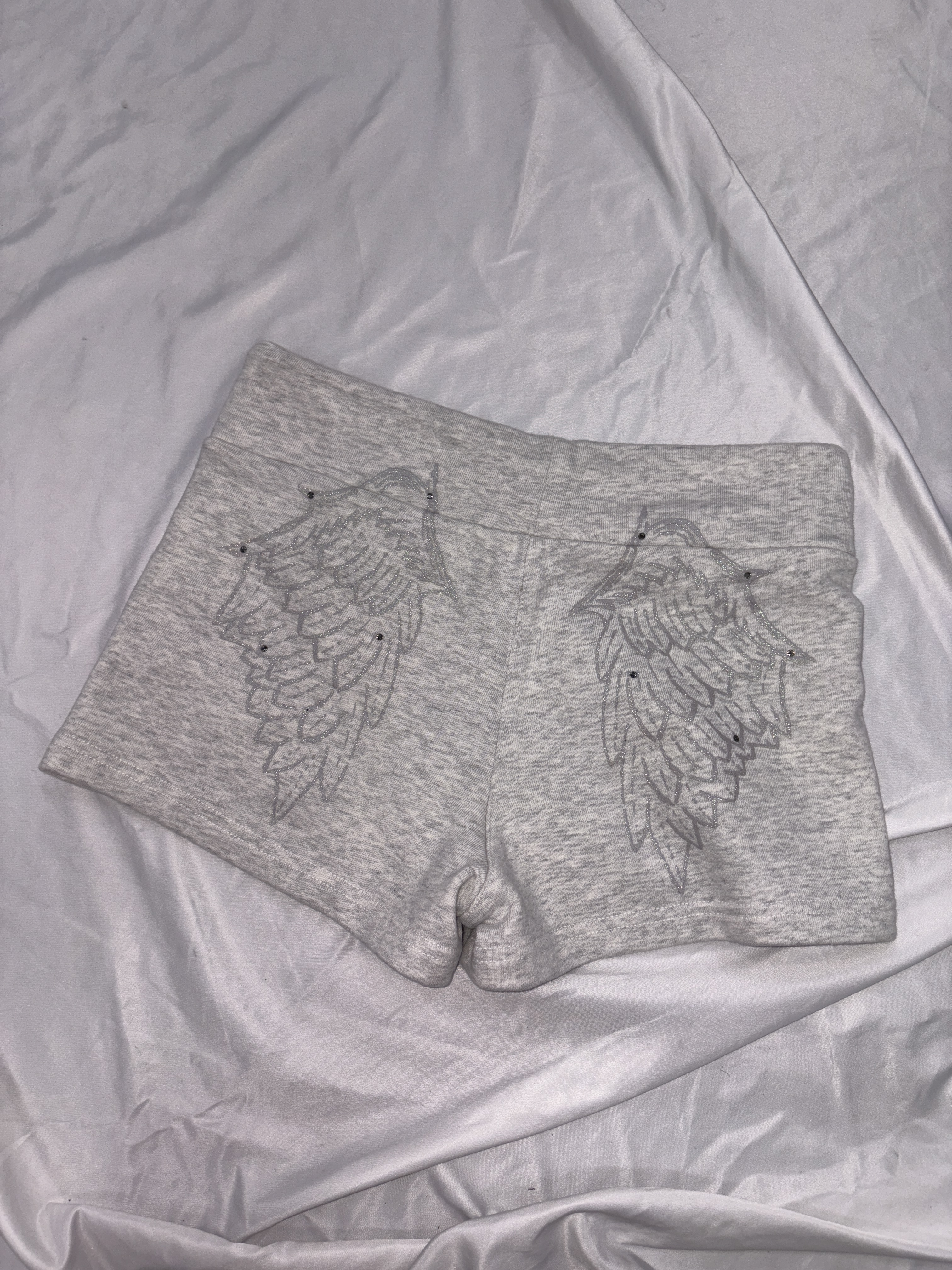 Angel rhinestone micro sweat shorts