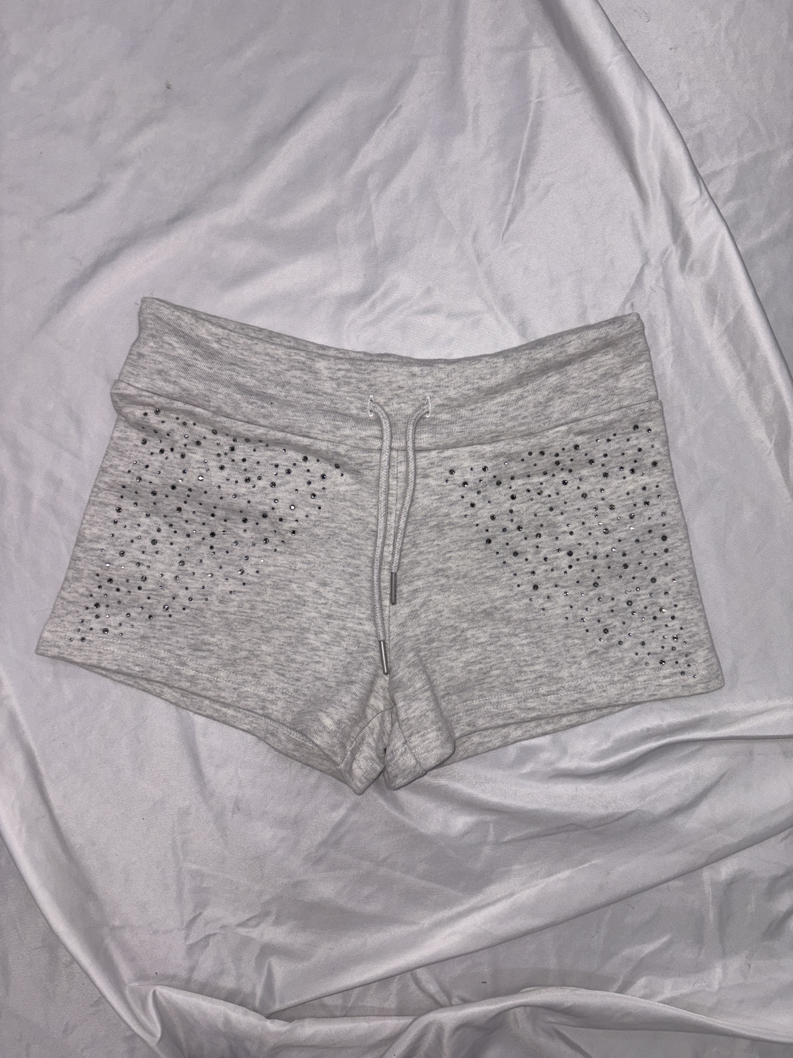 Angel rhinestone micro sweat shorts