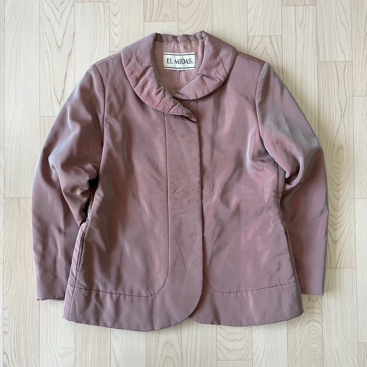 日木製藕紫色小圓領古著外套