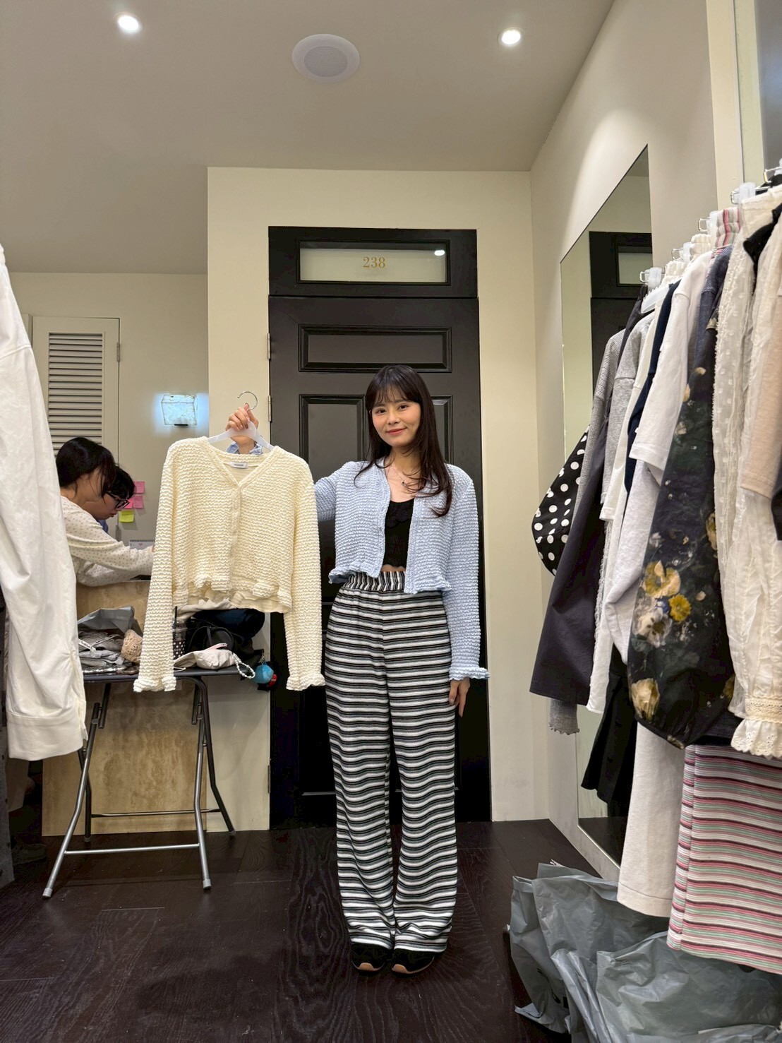 MS5405 泡泡紗短版荷葉邊開胸衫