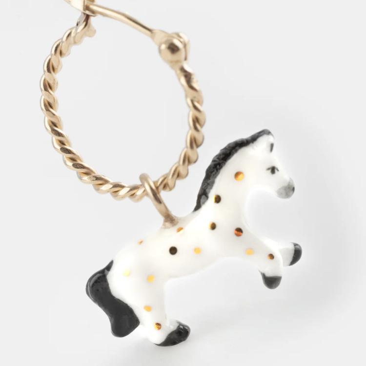 2026新春馬年白馬瓷耳環-單只