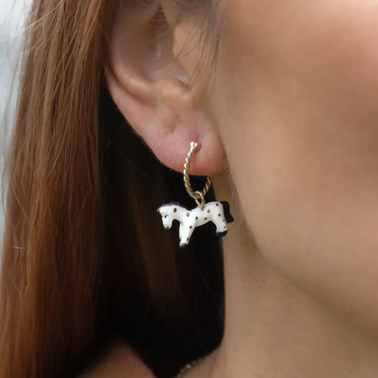 2026新春馬年白馬瓷耳環-單只