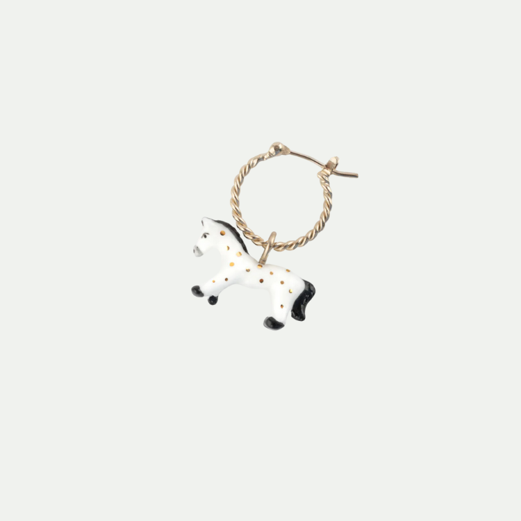 2026新春馬年白馬瓷耳環-單只