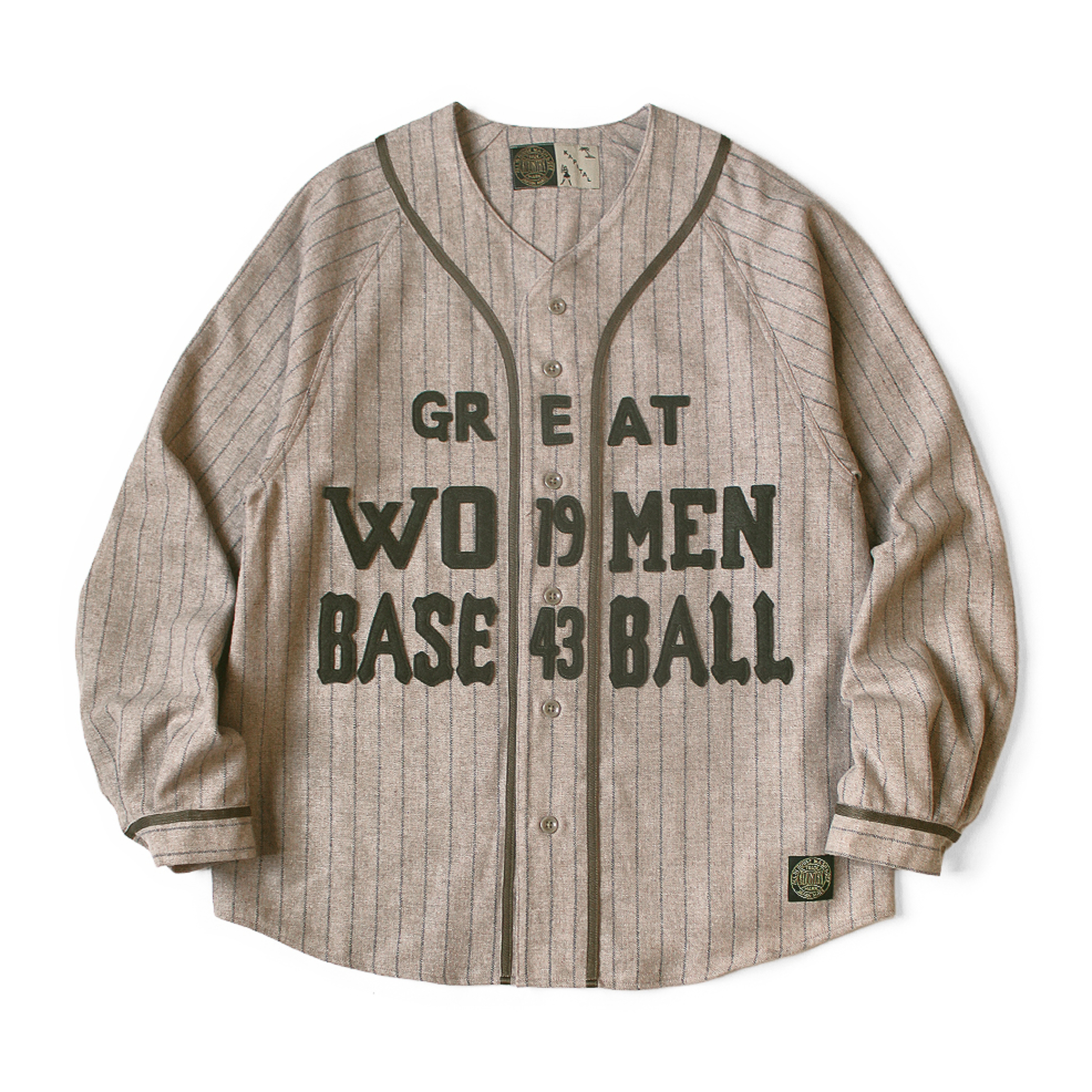 2025AW KAPITAL GREAT WOMEN Baseball Shirt with Thin Wool Stripes 羊毛 長袖 棒球衫 外套 現貨 K2509LS048