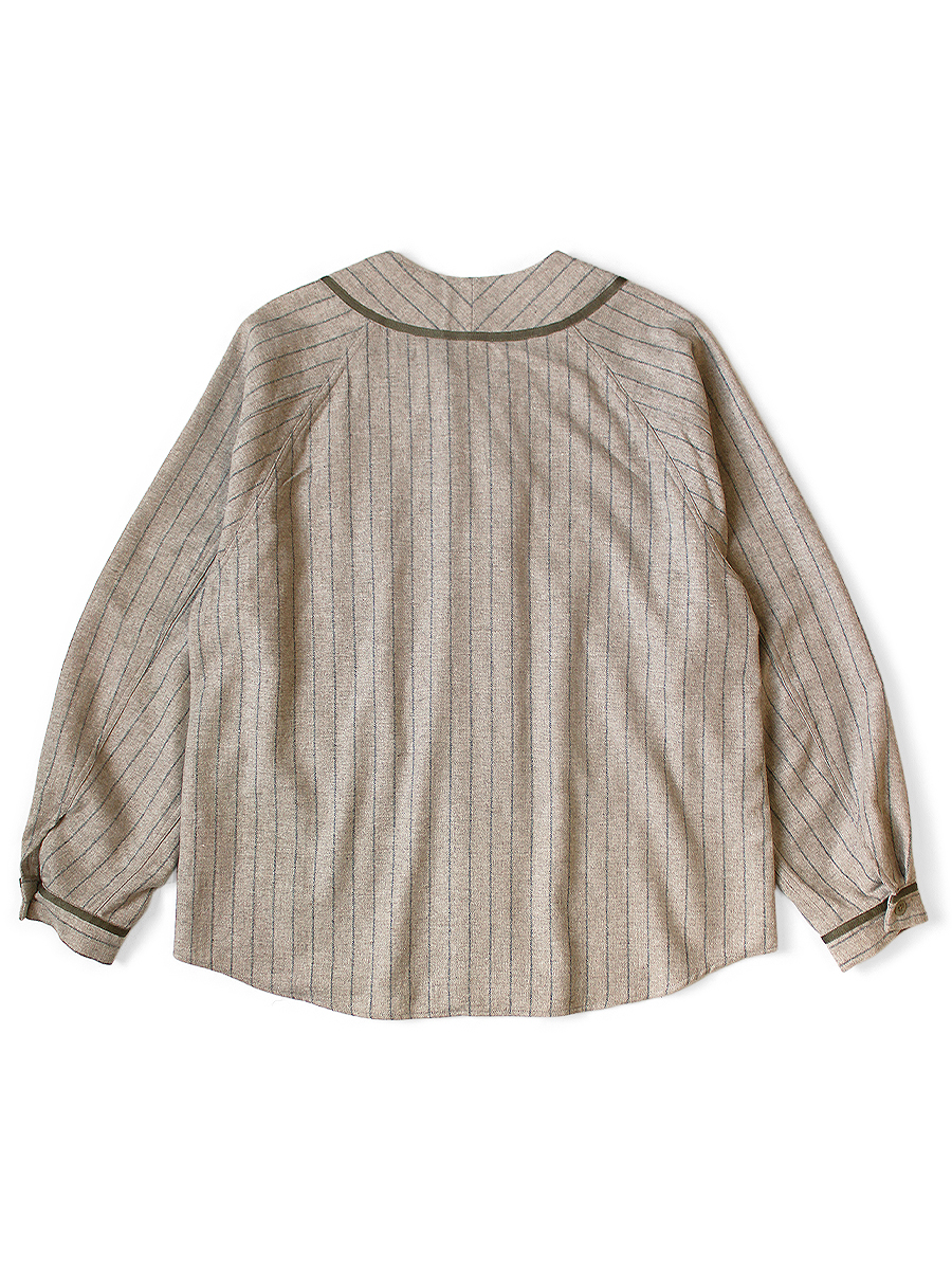 2025AW KAPITAL GREAT WOMEN Baseball Shirt with Thin Wool Stripes 羊毛 長袖 棒球衫 外套 現貨 K2509LS048