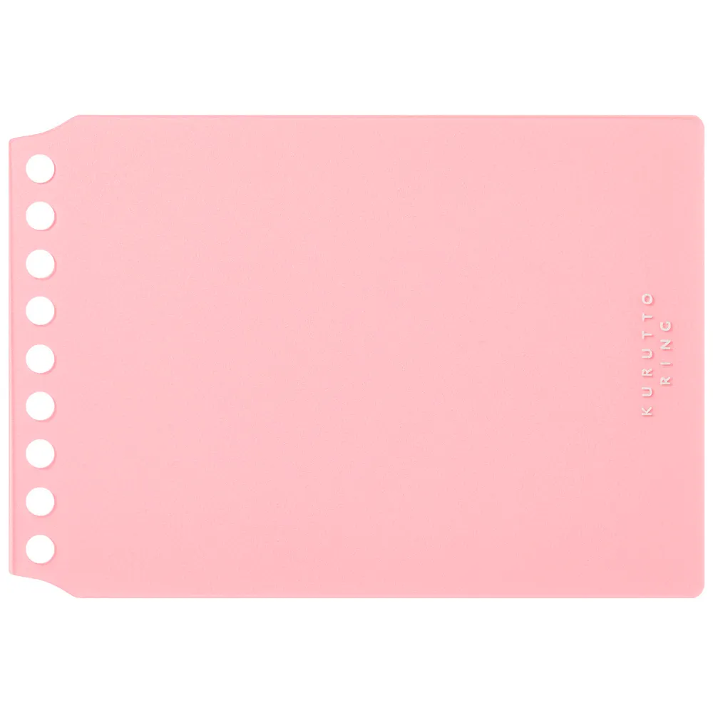 KURUTTO RING 9孔 活頁封面 透明粉｜MARUMAN 日本