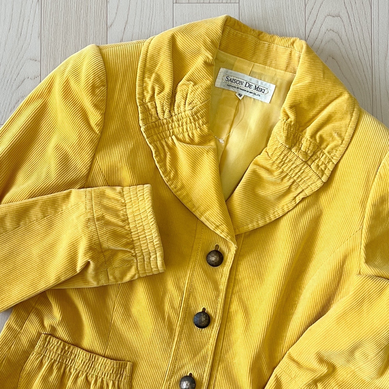 SAISON DE MIKI日本製芒果黃色燈芯絨古著外套