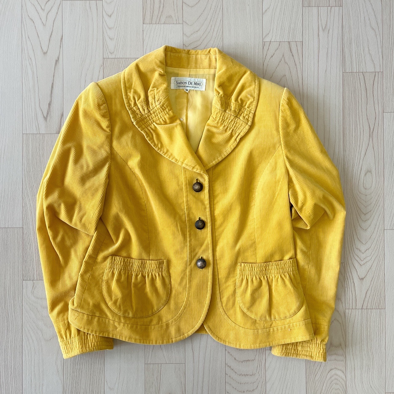 SAISON DE MIKI日本製芒果黃色燈芯絨古著外套