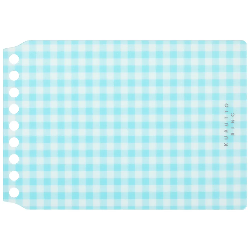 KURUTTO RING 9孔 活頁封面 細格紋(水藍) 透明｜MARUMAN 日本