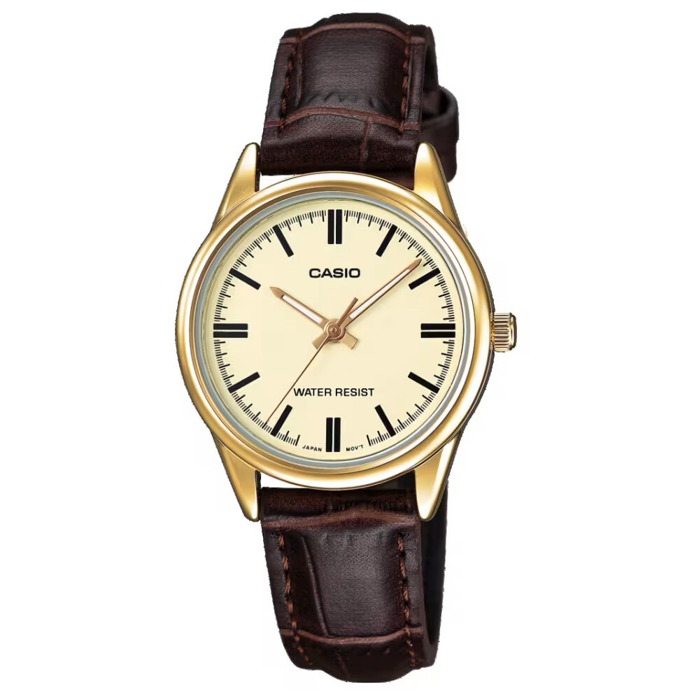 【CASIO 卡西歐】 LTP-V005GL 簡約設計 輕薄舒適 簡易時間 金圈多色 數字皮革 腕錶 手錶 女錶
