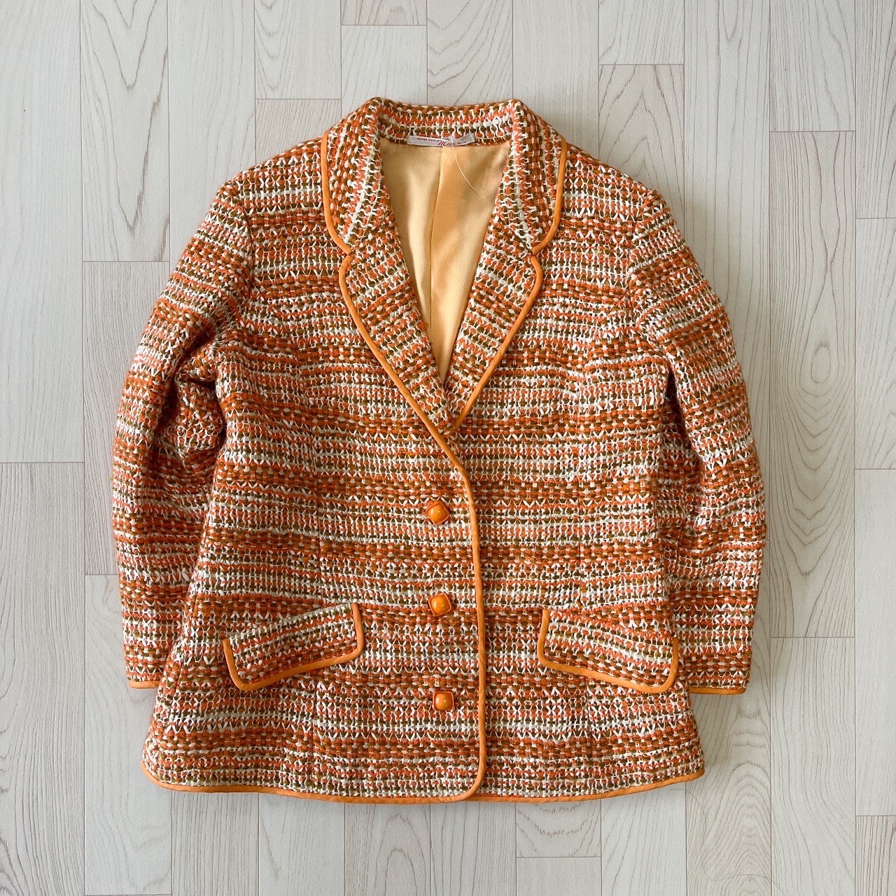 橙色毛織古著西裝外套