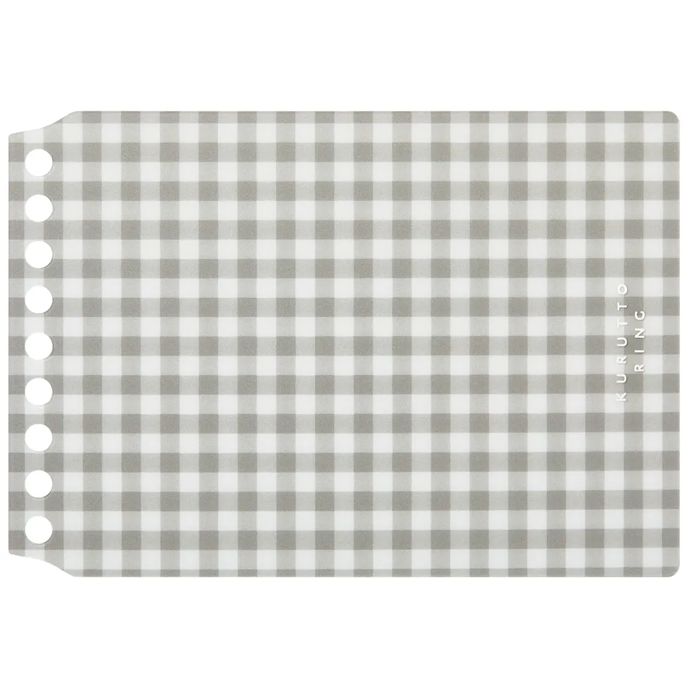 KURUTTO RING 9孔 活頁封面 細格紋(灰) 透明｜MARUMAN 日本