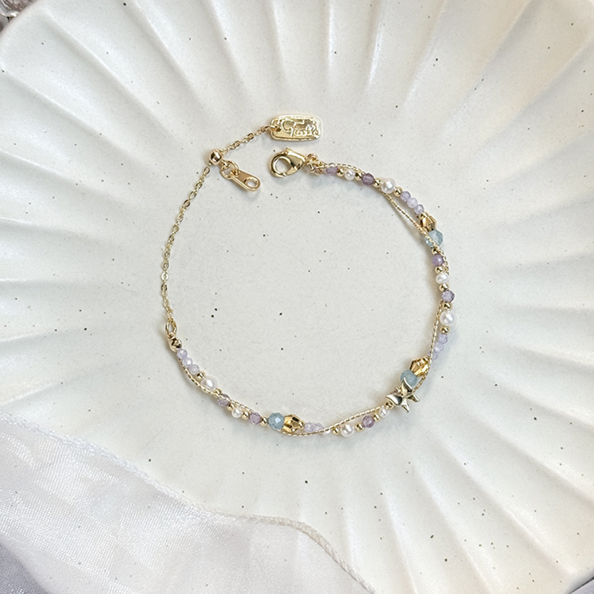 生日花 • 參月貳拾 • 野生紫羅蘭 – 海藍紫水晶 – 手鍊