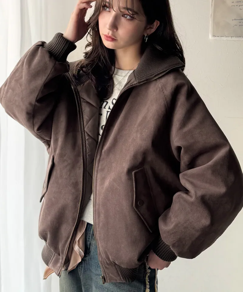 日本選物| JAVA 羅紋高領 麂皮 立領外套