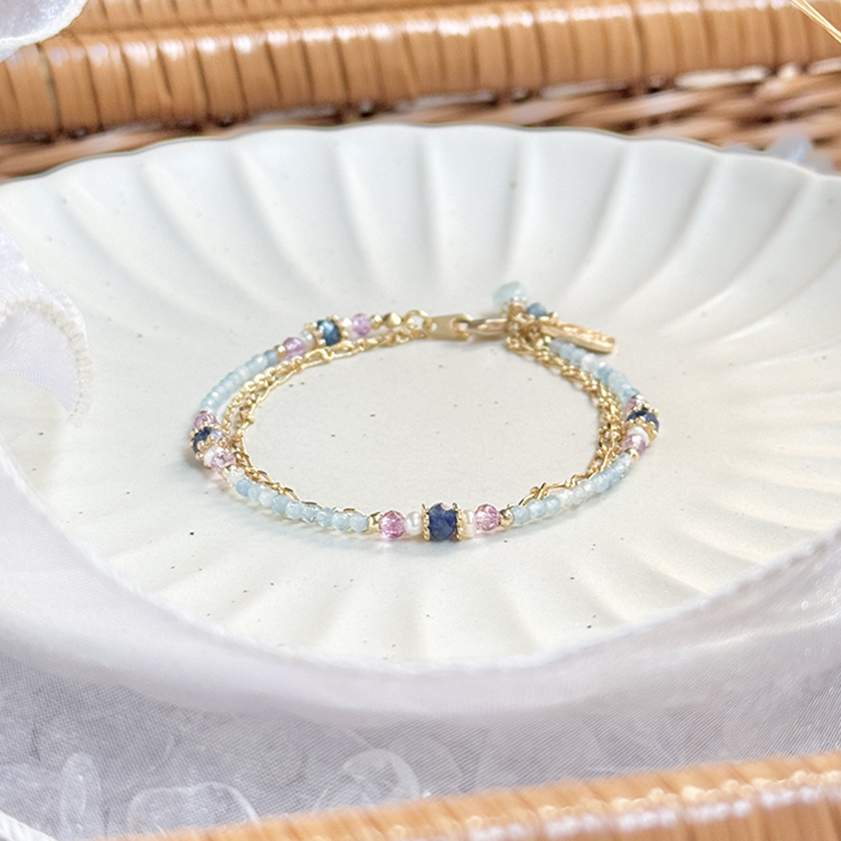 生日花 • 陸月貳捌 • 矢車菊 – 藍晶石 – 手鍊