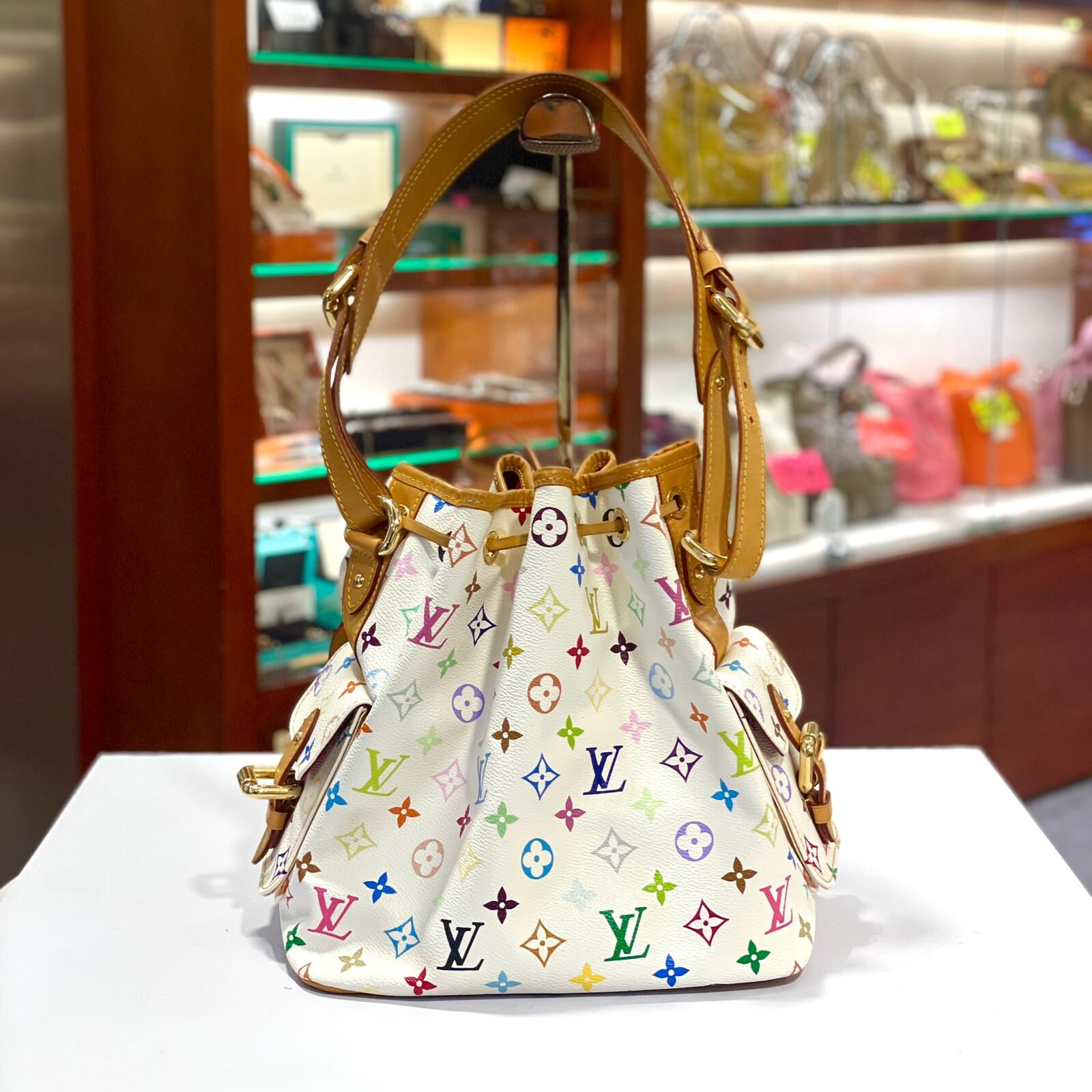 98%NEW 二手LV水桶包 M42229 LV x TM Petit Noe Shoulder Bag白三彩村上隆金扣 #水桶包 #香榭站正品