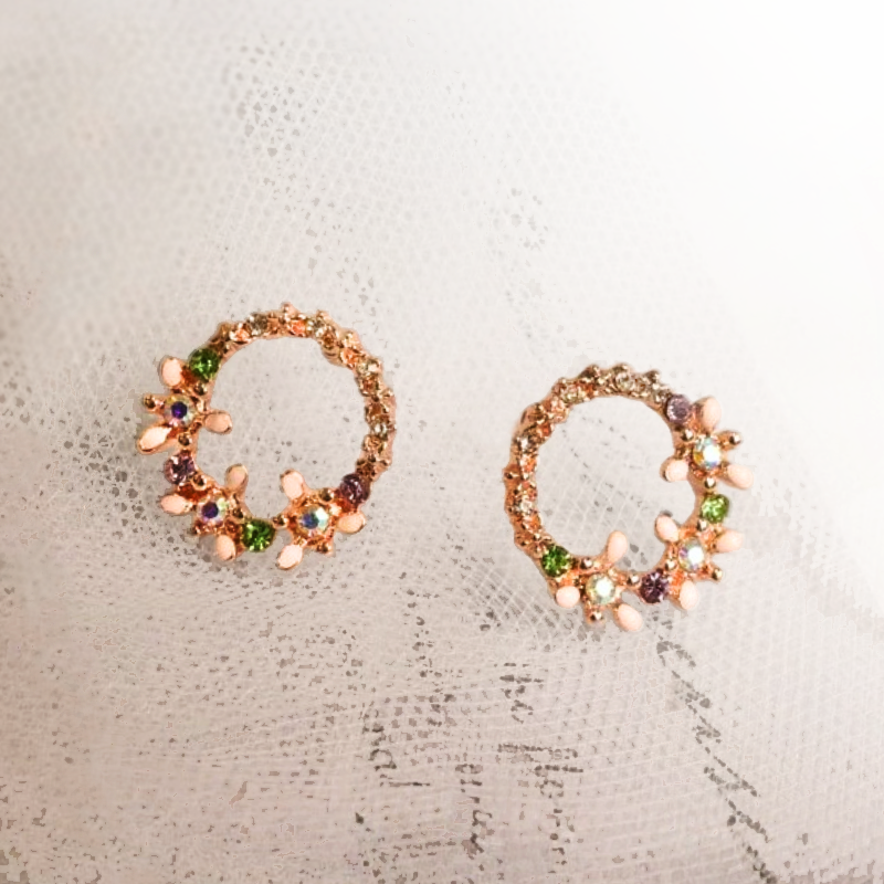 銀針 白三瓣花圈 綠紫鋯