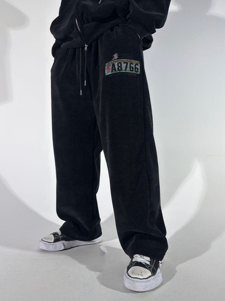 英文字可束腳運動褲 P3250