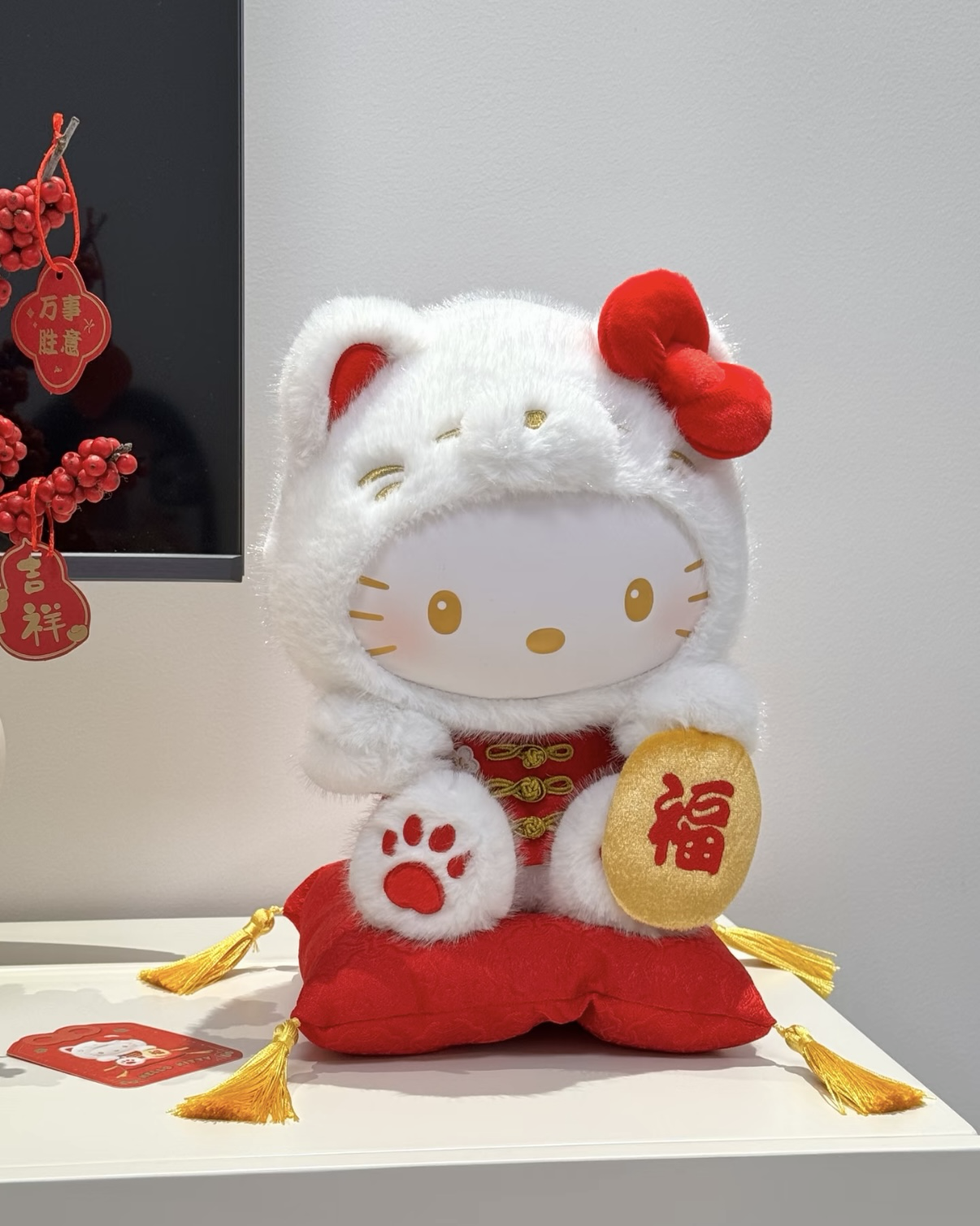 <正版授權>TOPTOY 三麗鷗 HELLO KITTY 招財貓 搪膠毛絨公仔 凱蒂貓 擺件