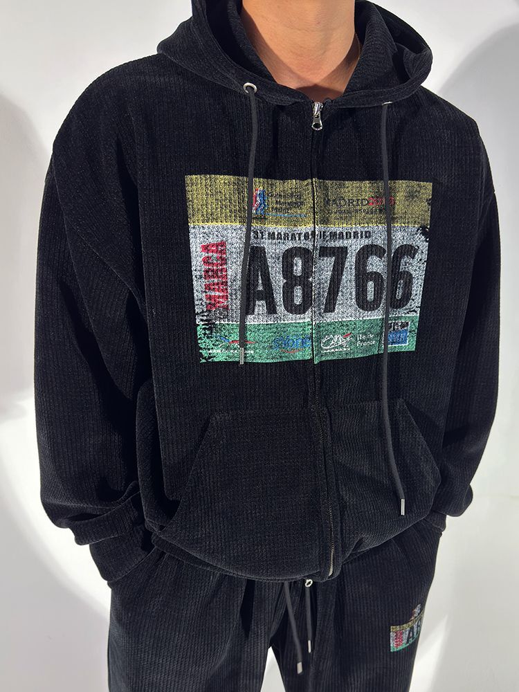 英文字連帽拉鍊外套 JK2772